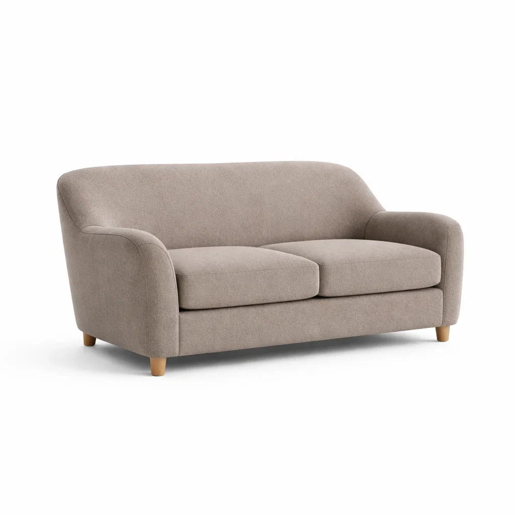 Canapé en tissu beige avec pieds en bois - 2026