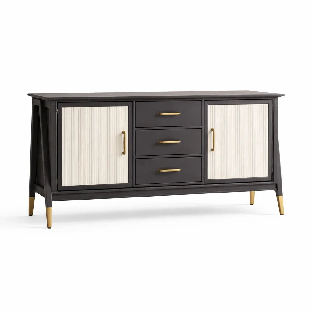 Buffet en bois avec détails métalliques noir et ivoire - 2026