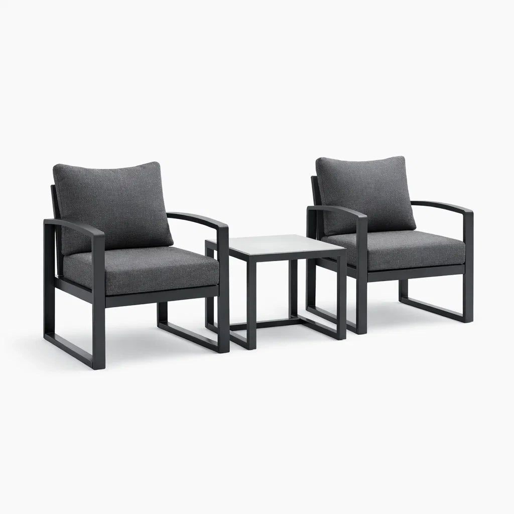 Ensemble de détente de jardin en métal et tissu avec 2 fauteuils et table - 2026