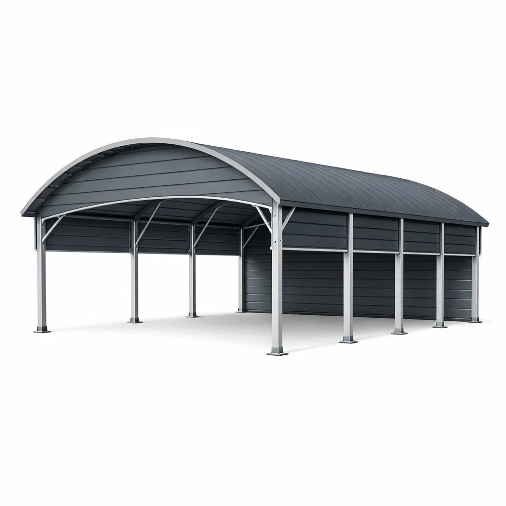 Abri pour voiture en métal et aluminium gris - 2026
