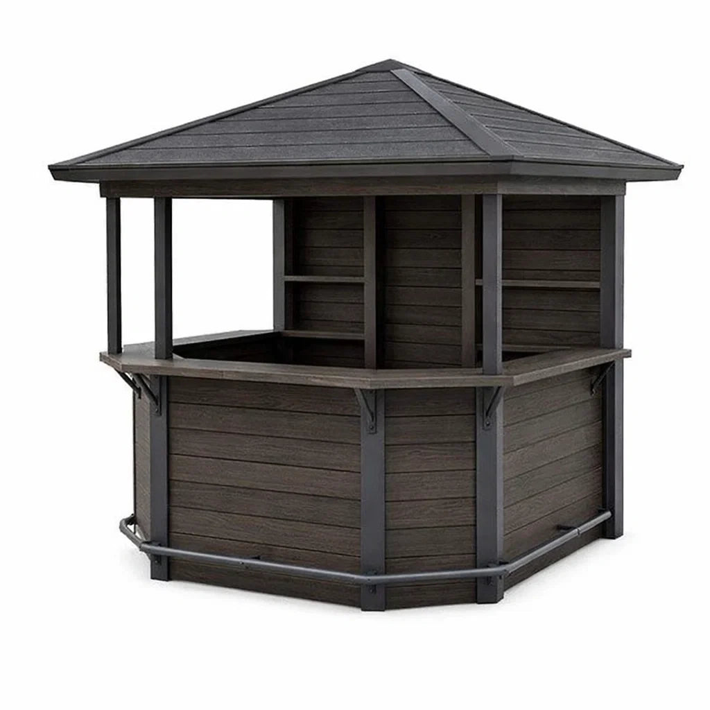 Kiosque bar de jardin en bois composite et acier galvanisé - 2026