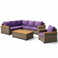 Salon de jardin en rotin avec coussins violets - 2026