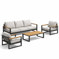 Ensemble de canapés en aluminium et bois d acacia avec coussins en polyester - 2026