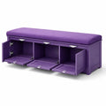 Banc de rangement en bois avec coussin en polyester violet - 2026