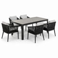 Ensemble de repas extérieur 6 places en aluminium et polywood avec chaises en corde synthétique - 2026