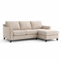 Canapé d’Angle en Tissu Beige avec Structure en Bois - 2026