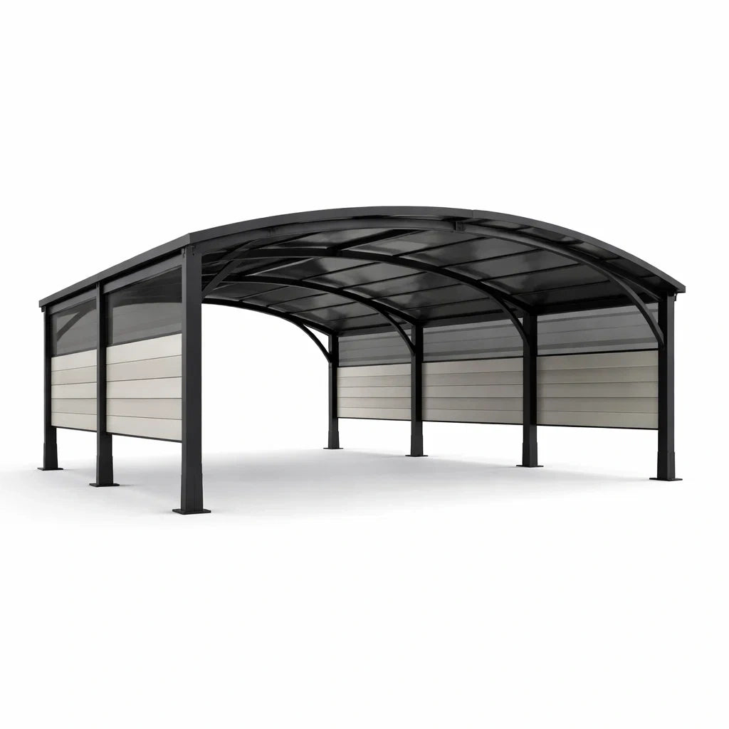 Abri pour voiture aluminium noir polycarbonate 500x300x250 cm - 2026