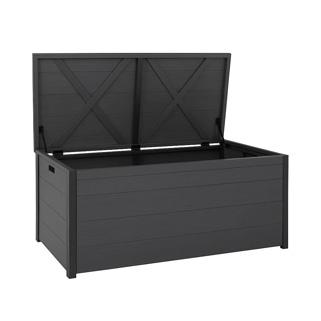 Coffre de rangement en plastique gris foncé 120x45x60 cm - 2026