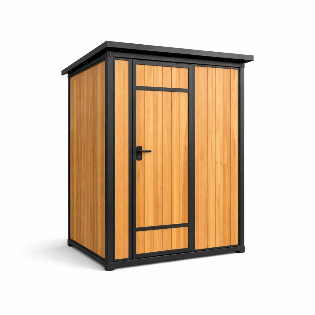Abri de jardin en bois et métal avec porte - 2026