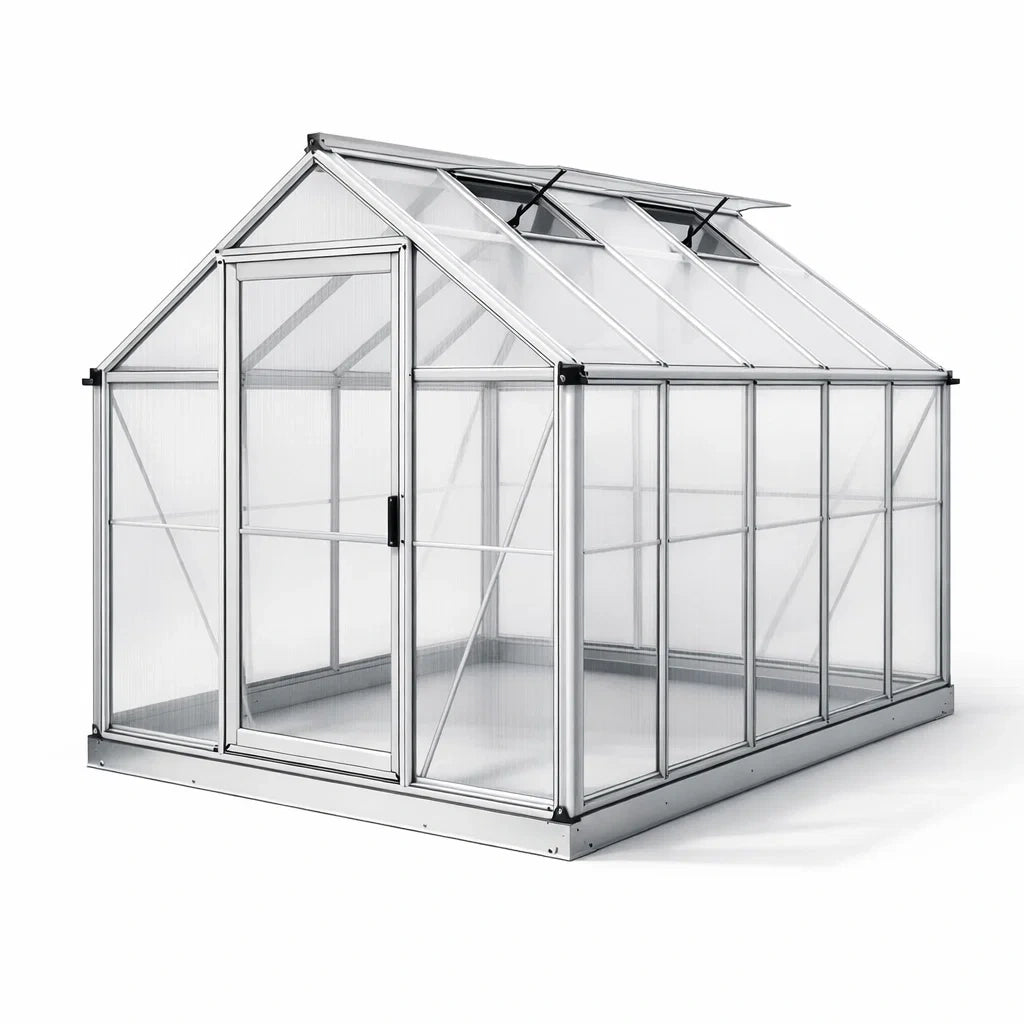 Serre en aluminium et polycarbonate argenté 190 x 185 x 209 cm - 2026