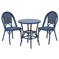 Petit ensemble de conversation de jardin ronde et chaises d'extérieur en métal bleu - 2026
