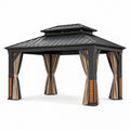 Pavillon en aluminium avec toit en acier 3x4m et rideaux en polyester beige et noir - 2026