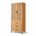 Armoire en bois avec portes en rotin et tiroirs - 2026