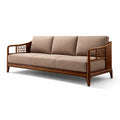 Canapé 3 Places en Tissu Polyester Marron avec Cadre en Bois Massif - 2026
