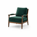 Fauteuil bois massif et velours vert - 2026