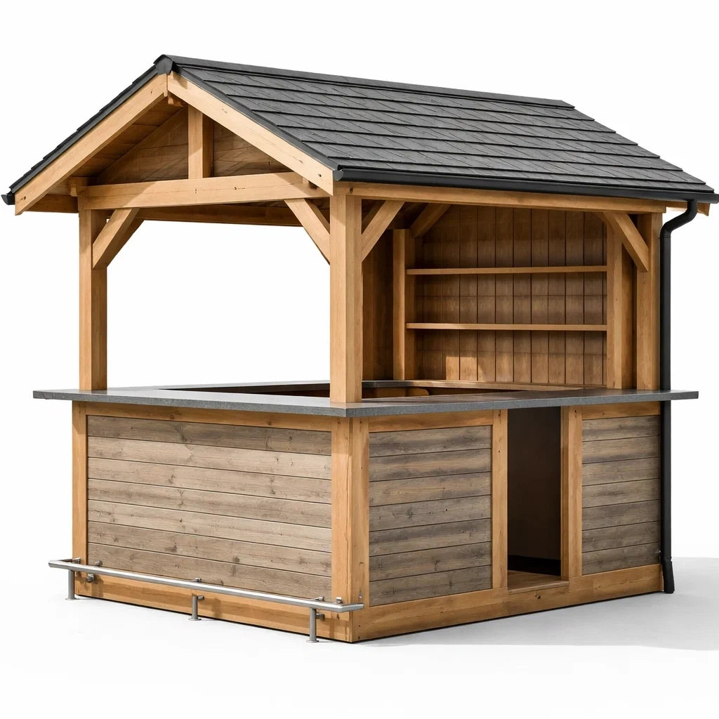 Kiosque bar de jardin en bois avec toit en ardoise - 2026