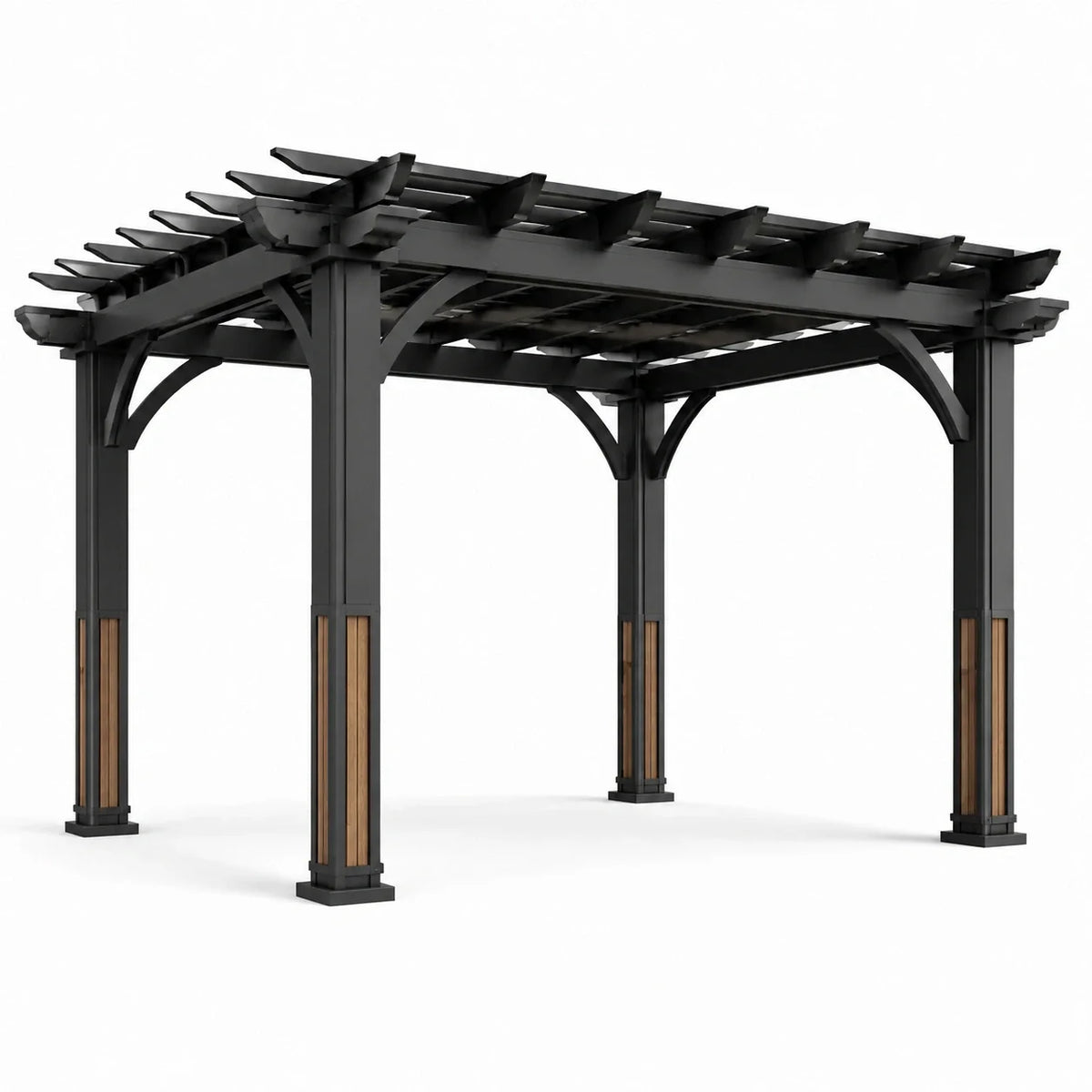 Pergola en aluminium et bois 300x300 cm noir - 2026