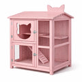 Cage à chat en bois avec maille métallique rose - 2026