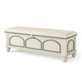 Banc de rangement en bois avec coussin en polyester crème et bleu - 2026