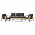 Ensemble de salon extérieur en bois avec coussins gris - 2026