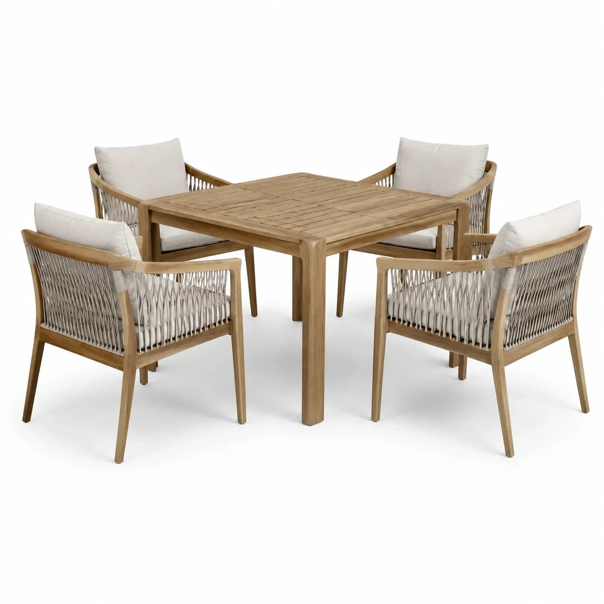 Ensemble de salle à manger en bois avec chaises en corde - 2026