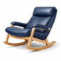 Fauteuil à bascule d’intérieur en cuir bleu et chêne - 2026