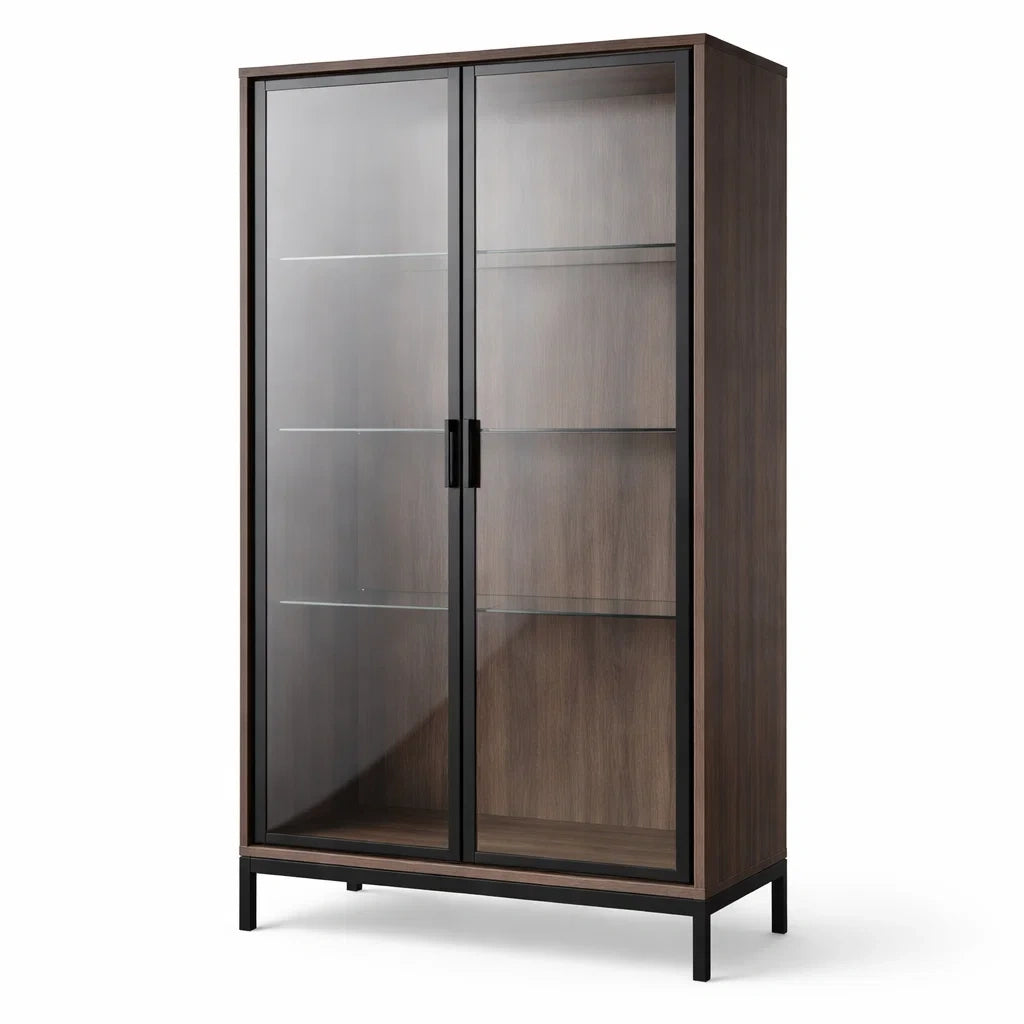 Vitrine en métal et verre trempé avec portes coulissantes - 2026