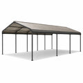 Abri de voiture en métal avec toit en polycarbonate noir 6x3x2.4 m - 2026
