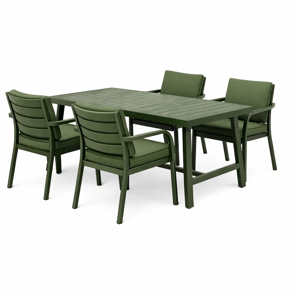 Ensemble table et chaises d'extérieur en aluminium vert - 2026