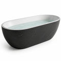 Baignoire îlot en marbre composite noir et blanc 170 cm - 2026
