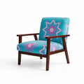 Fauteuil tissu motif étoile bleu rose avec structure en bois - 2026