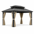 Pavillon extérieur en aluminium et acier avec rideaux en polyester beige - 2026