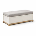 Banc de rangement en bois et tissu gris - 2026