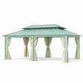 Pavillon en métal avec toit double vert et beige - 2026