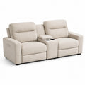 Canapé inclinable 2 places en tissu polyester beige - 2026