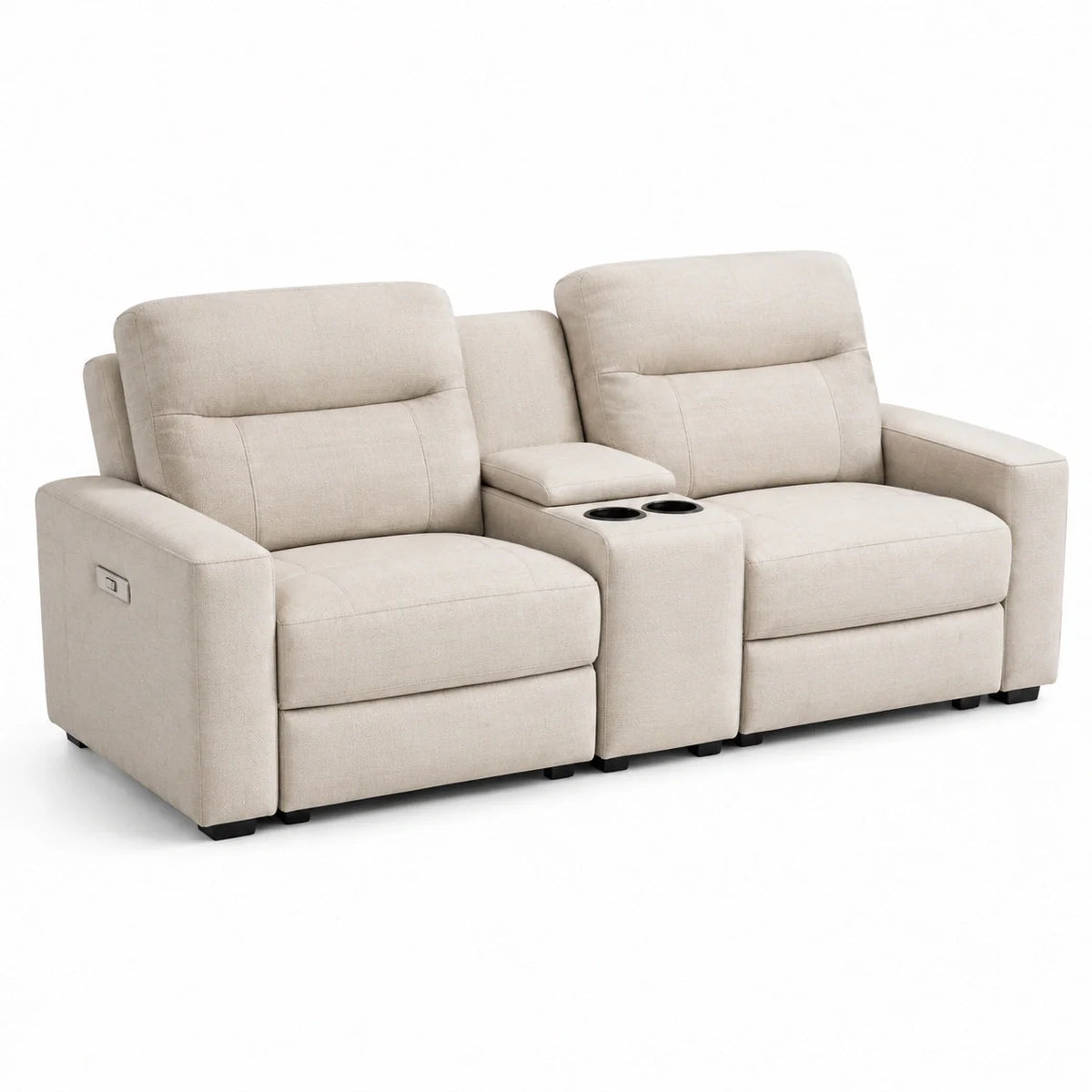 Canapé inclinable 2 places en tissu polyester beige - 2026