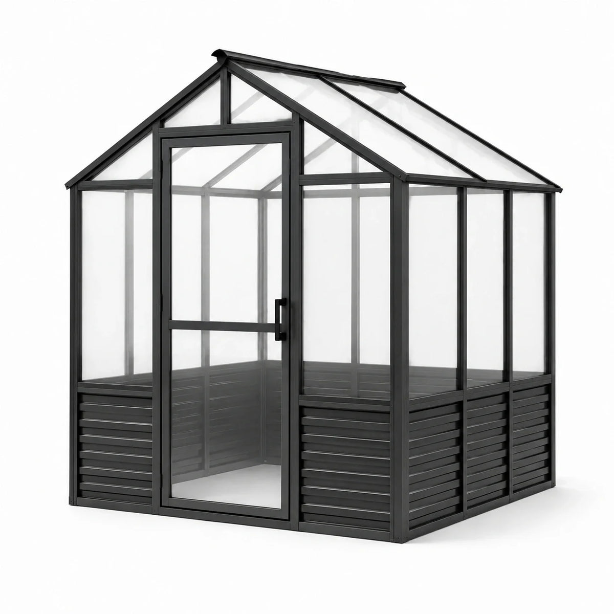 Serre en aluminium noir avec panneaux en polycarbonate - 2026