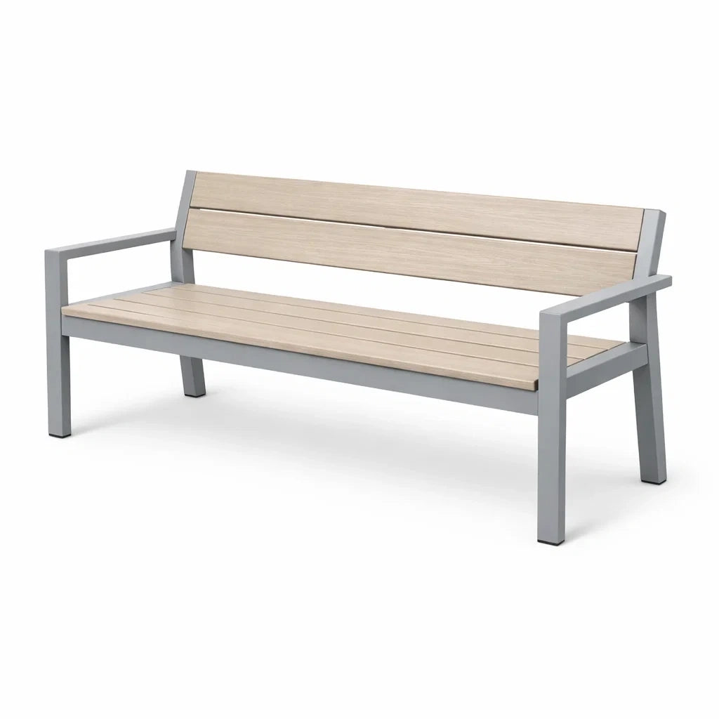 Banc de jardin en aluminium et bois composite - 2026