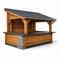 Kiosque bar de jardin en bois avec comptoir en ciment et toit en ardoise 250 x 150 x 300 cm - 2026