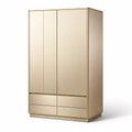 Armoire en panneau de fibres beige avec deux portes et quatre tiroirs - 2026