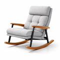 Fauteuil à bascule d’intérieur en tissu gris avec structure en bois et métal - 2026