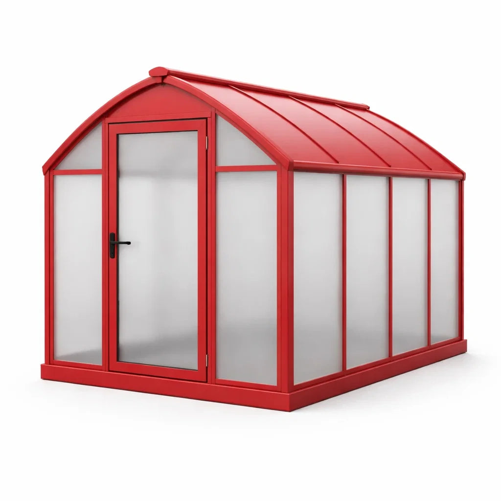 Serre en aluminium et polycarbonate rouge - 2026