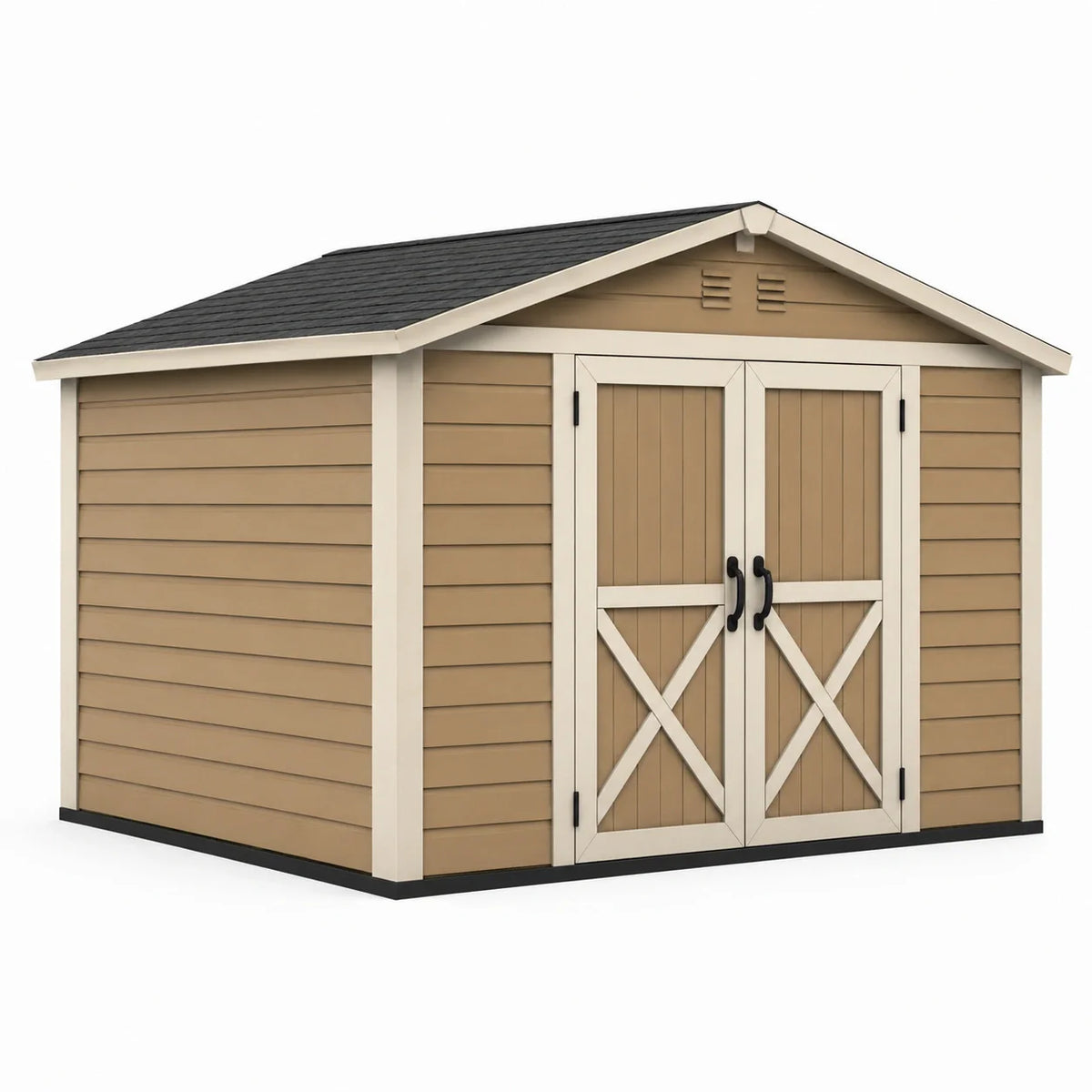 Abri de jardin en résine avec toit en pente marron et beige - 2026
