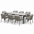Ensemble repas de jardin 9 pièces gris et noir, table 220 × 100 × 75 cm et 8 fauteuils 60 × 62 × 82 cm - 2026