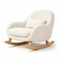 Fauteuil à bascule d’intérieur en tissu bouclé crème avec cadre en bois - 2026
