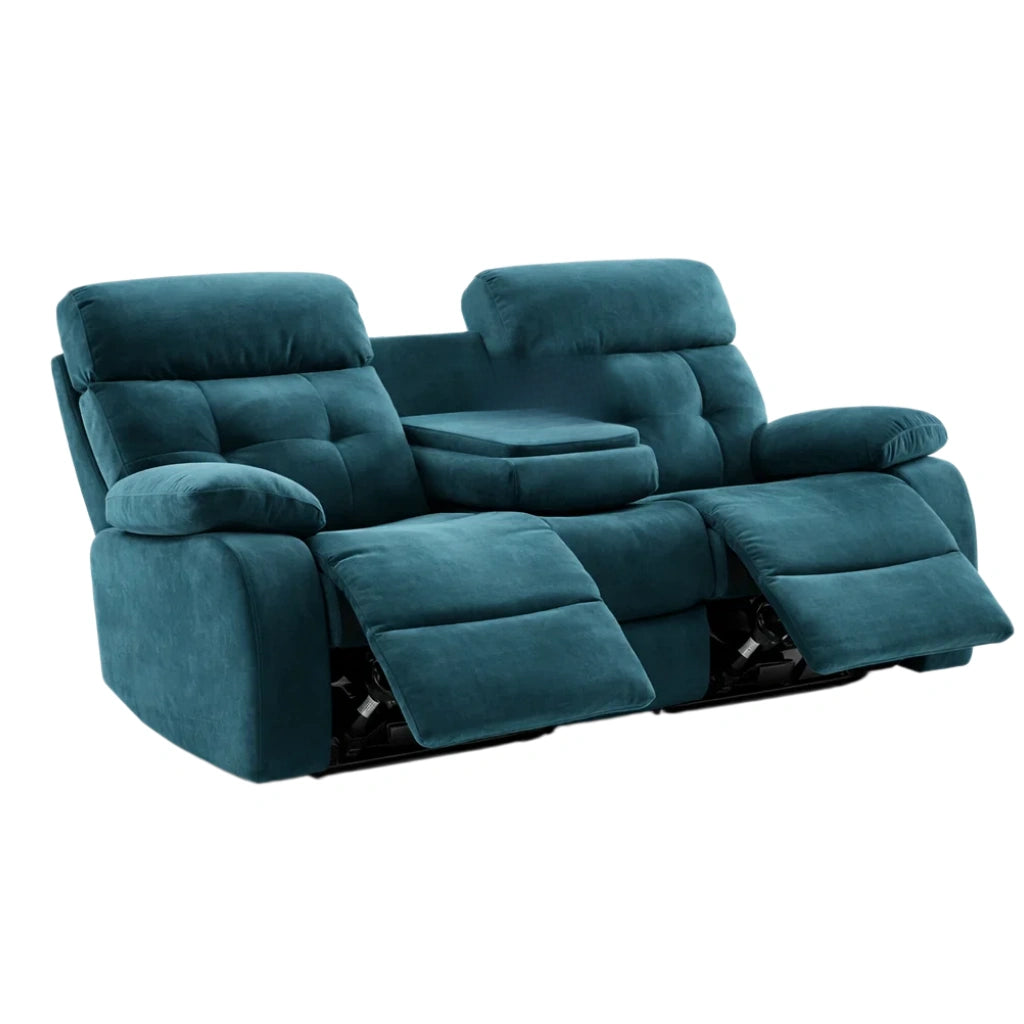 Canapé 2 places relax en velours bleu canard - 2026