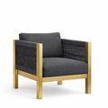 Fauteuil en tissu gris et métal doré - 2026