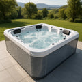 Spa Jacuzzi Carré 6 Places PVC Acrylique Blanc/Gris - 2026