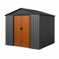 Abri de Jardin en Métal Anthracite avec Portes Imitation Bois 213x191x198 cm - 2026