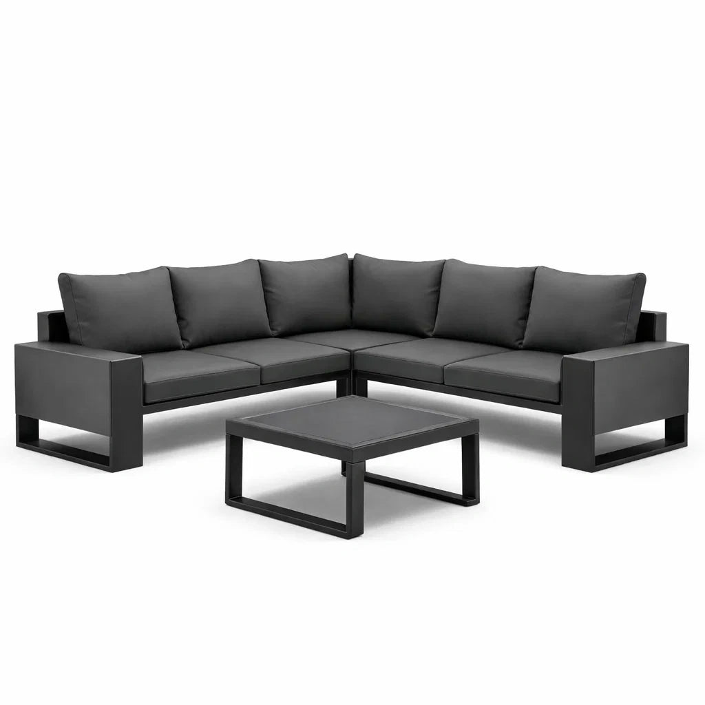 Ensemble de canapés d'angle extérieur en aluminium et polyester anthracite - 2026